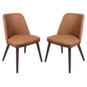 Avelay Vintage Cognac Faux Leather Dining Chairs In Pair