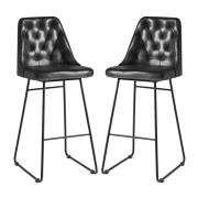 Hayton Vintage Black Genuine Leather Bar Stools In Pair