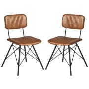 Dinas Light Tan Genuine Leather Dining Chairs In Pair