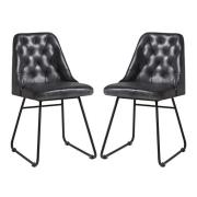 Hayton Vintage Black Genuine Leather Dining Chairs In Pair