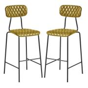 Kelso Vintage Gold Faux Leather Bar Stools In Pair