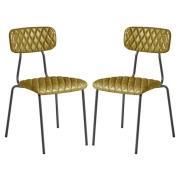 Kelso Vintage Gold Faux Leather Dining Chairs In Pair