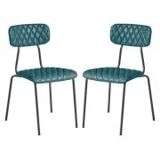 Kelso Vintage Teal Faux Leather Dining Chairs In Pair