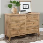 Hebron Wooden Chest Of 6 Drawers Wide In Oak