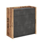 Flint Wooden Chest Of 6 Drawers In Raw Steel
