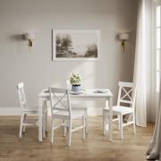 Carlton Wooden Dining Table With 4 Chairs In White