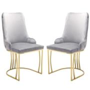 Burma Silver PU Leather Dining Chairs With Gold Frame In Pair