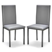 Billings Grey Faux Leather Dining Chairs In Pair