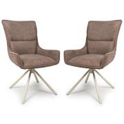 Tirana Coffee Fabric Dining Chairs In Pair