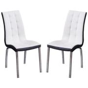Hamden White And Black Faux Leather Dining Chairs In Pair