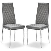 Laurel Grey Faux Leather Dining Chairs In Pair