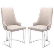 Burma Beige PU Leather Dining Chairs With Steel Frame In Pair