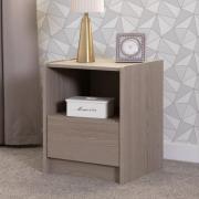 Palmyra Wooden Bedside Cabinet With 1 Drawer In Smoked Ash