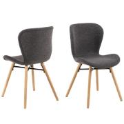 Baldwin Anthracite Fabric Dining Chairs With Oak Legs In Pair