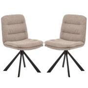 Detroit Beige Fabric Dining Chairs With Black Legs In Pair