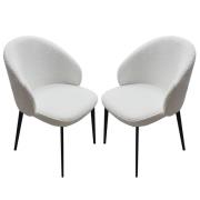 Lamar Ivory White Fabric Dining Chairs With Black Legs In Pair