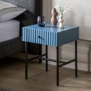 Bienne Wooden Bedside Cabinet With 1 Drawer In Blue