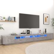 Krakow Large Wooden TV Stand In Concrete Grey With LED