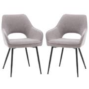 Ivoryton Grey Velvet Dining Chairs With Black Legs In Pair