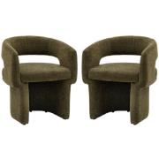 Shafter Green Fabric Dining Chairs In Pair