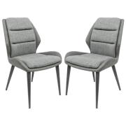 Dickson Grey Leather Fabric Dining Chairs In Pair