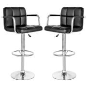 Colcord Black Faux Leather Bar Stools In Pair