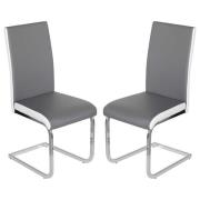 Breccia Grey PU Leather Dining Chairs In Pair