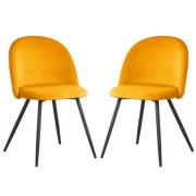 Earlville Fabric Yellow Dining Chairs With Wooden Legs In Pair