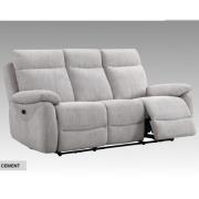Caguas Fabric Electric Recliner 3 Seater Sofa In Cement