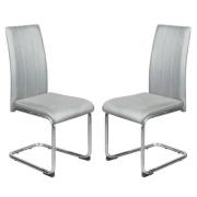 Gilroy Light Grey PU Leather Dining Chairs In Pair