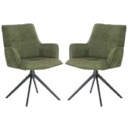 Joplin Green Fabric Dining Chairs With Metal Base In Pair