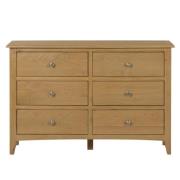 Kamiah Wide Wooden Chest Of 6 Drawers In Oak