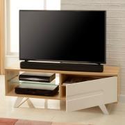 Milan Wooden TV Stand With Glass Shelf In Walnut