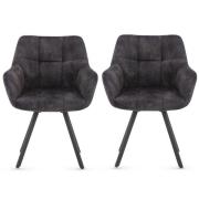 Jordan Fabric Dining Chair In Charcoal With Metal Frame